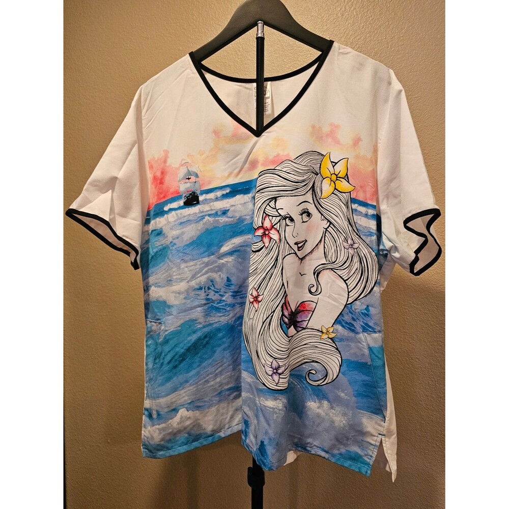 V-Neck Little Mermaid Scrub Top